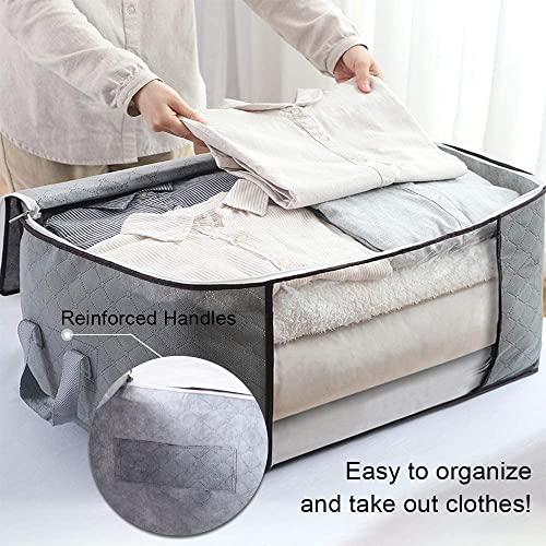 HouzCoraz 4Pack 90L Large Capacity Storage Organizer with Reinforced Design, Breathable Material, for Comforters and More