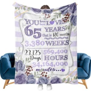 65th birthday gifts for women, gifts for 65 year old womens blanket, 65th birthday decorations gifts ideas for her wife sister mom grandmother friends, cozy soft flannel throw blanket 50 x 60 in