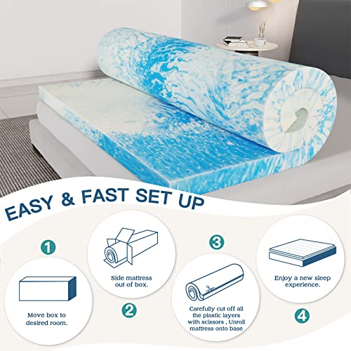 Airensky 2 Inch Twin Memory Foam Mattress Topper, Cooling Gel Ventilated Design for Pressure Relief, CertiPUR-US Certified