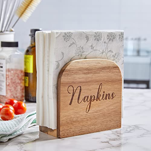 Napkin Holder for Table, ALELION Acacia Wooden Napkin Holders for Kitchen, Napkin Holder for Kitchen Dining Room Table Decor, Upright Wood Napkin Dispenser for Indoor & Outdoor Use