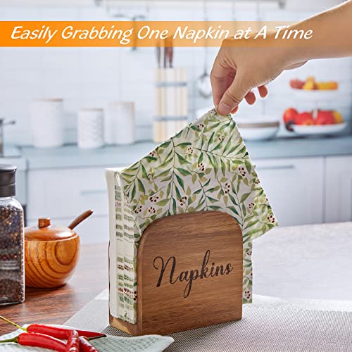 Napkin Holder for Table, ALELION Acacia Wooden Napkin Holders for Kitchen, Napkin Holder for Kitchen Dining Room Table Decor, Upright Wood Napkin Dispenser for Indoor & Outdoor Use