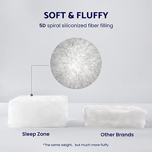 SLEEP ZONE Full Size Cooling Mattress Topper Quilted Fitted Mattress Pad Cover Soft Fluffy Down Alternative Pillow Top Bed Topper Deep Pocket 8-21 Inch (Grey, Full)