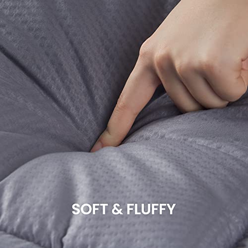 SLEEP ZONE Full Size Cooling Mattress Topper Quilted Fitted Mattress Pad Cover Soft Fluffy Down Alternative Pillow Top Bed Topper Deep Pocket 8-21 Inch (Grey, Full)