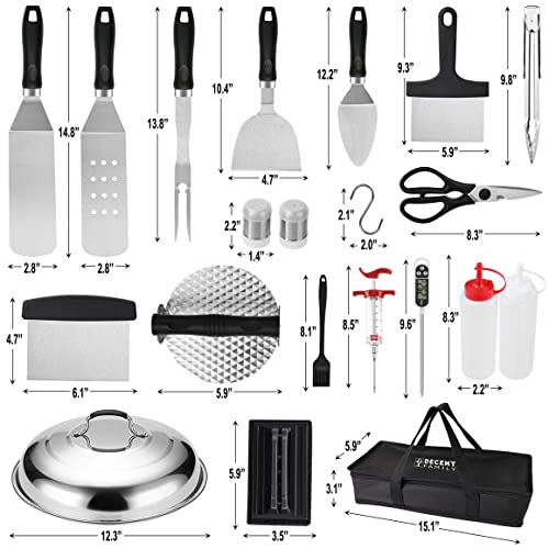 DY DECENT FAMILY Griddle Accessories Kit, Upgrade 30Pcs Griddle Tools Set for Blackstone, Outdoor Flat Top Grill Accessories Set, Hibachi Griddle Spatula Set, Fathers Day Grilling Gifts for Men Dad
