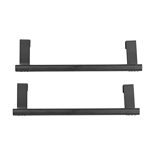 2PCS Over The Door Towel Rack, Black Hangable Towel Holders, 430 Stainless Steel Towel Rack, Punch Free Nail Free Cabinet Door Towel Rack, Kitchen Over Cabinet Towel Bar for Home Hotel(23cm)