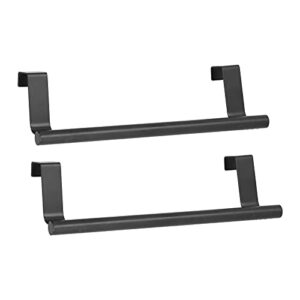 2PCS Over The Door Towel Rack, Black Hangable Towel Holders, 430 Stainless Steel Towel Rack, Punch Free Nail Free Cabinet Door Towel Rack, Kitchen Over Cabinet Towel Bar for Home Hotel(23cm)