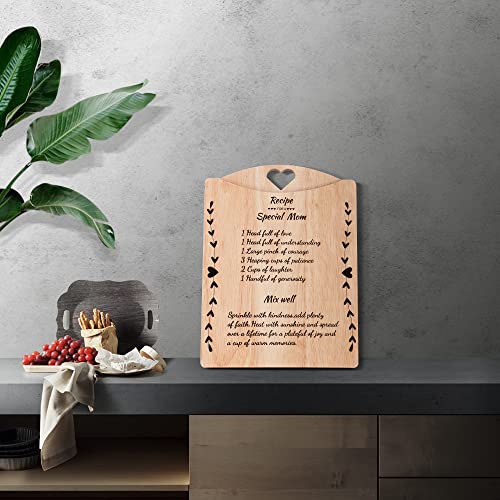 VINETEN Gifts for Mom - Cutting Board Engraved with "Recipe Mom" Verse - Mother's Day Gift for Mom from Daughter or Son - 13 Inch Personalized Birthday Gift for Women