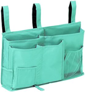 funyu bedside storage caddy, hanging storage organizer bag with 8 pockets for bunk dorm rooms, hospital bed rails, baby bed, camp (green)