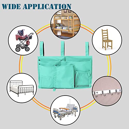 FUNYU Bedside Storage Caddy, Hanging Storage Organizer Bag with 8 Pockets for Bunk Dorm Rooms, Hospital Bed Rails, Baby Bed, Camp (Green)