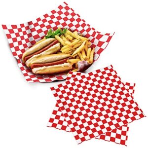 deli paper sheets sandwich wrap paper - 12x12" food wrapping grease resistant checkered liner papers, perfect for restaurants, barbecues, picnics, parties, kids meals, outdoors - 250 sheets