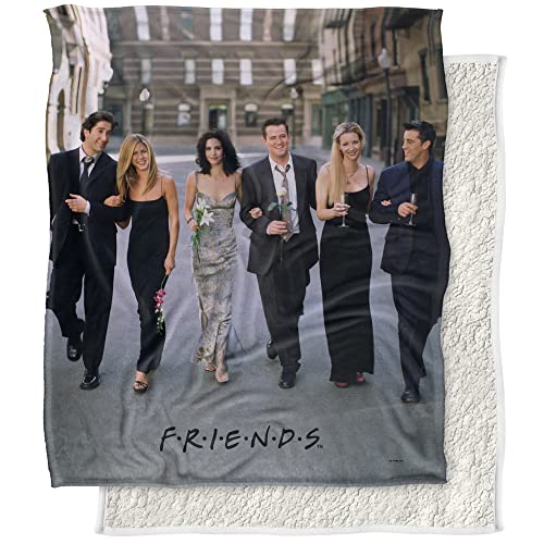 Friends Blanket, 50"x60", Fancy Walk Silky Touch Sherpa Back Super Soft Throw Blanket