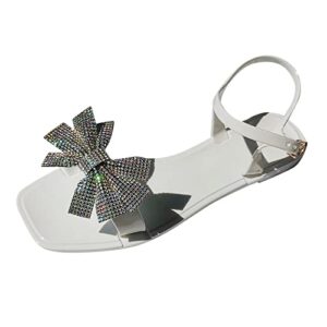 nine sandals for women size 5 women shoes fashion bright diamond bowknot bright diamond sandals flash diamond one foot (white, 6.5)