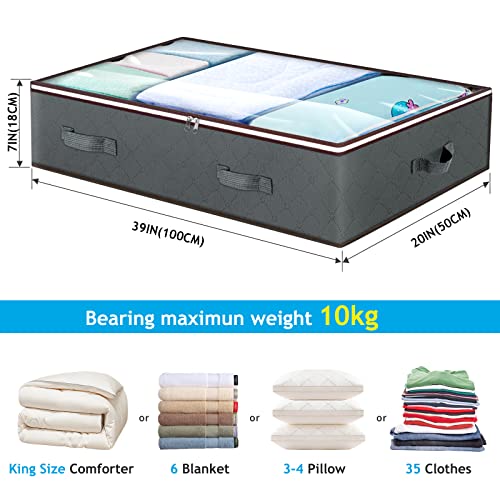 6 Pack Large Storage Bags 90L & 6 Pack Underbed Storage, Clothes Storage Bins Foldable Closet Organizers with Durable Handles with Clear Window for Clothes Pillow Blankets Bedding