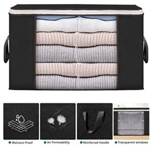 6 Pack Large Storage Bags 90L & 6 Pack Underbed Storage, Clothes Storage Bins Foldable Closet Organizers with Durable Handles with Clear Window for Clothes Pillow Blankets Bedding