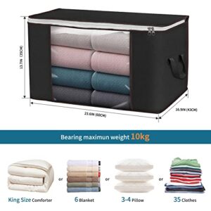 6 Pack Large Storage Bags 90L & 6 Pack Underbed Storage, Clothes Storage Bins Foldable Closet Organizers with Durable Handles with Clear Window for Clothes Pillow Blankets Bedding