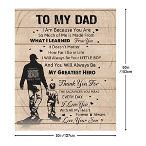 Dad Gifts from Son, Dad Blanket 60"x50", Birthday Gifts for Dad, Best Dad Gifts Ideas for Father, Bonus Dad Gifts for Men Valentines Anniversary Fathers Day Christmas, to My Dad Throw Blankets