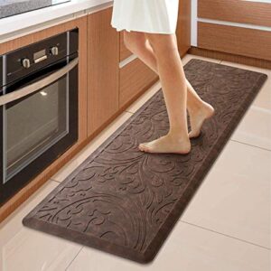 kmat kitchen mat cushioned anti-fatigue floor mat waterproof non-slip standing mat ergonomic comfort floor mat rug for home,office,sink,laundry,desk 17.3" (w) x 60"(l),brown