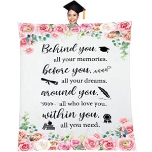 graduation gifts for women behind you all your memories throw blankets for college student friends graduation soft warm cozy lightweight decorative blanket for couch, bed, sofa and graduation party