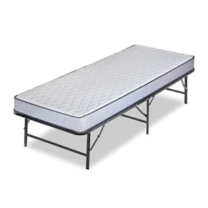 Zayton, 14-Inch Quickbase Metal Platform Bed Frame Foundation with 5" Medium Firm Tight Top High Density Foam Mattress, Twin, Gray