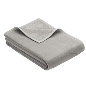 IBENA Plush Solid Color Cotton Blend Throw Blanket Porto - Day Grey