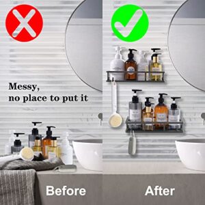 Infitran 2-Pack Shower Caddy Basket Shelf No Drilling Traceless Adhesive Shower Wall Shelves Bathroom Shower Storage Organizer Shampoo Holder Organizer for Bedroom Bathroom Living Room Kitchen (2)