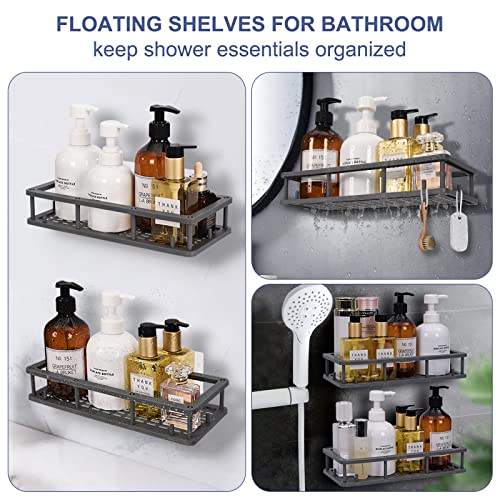 Infitran 2-Pack Shower Caddy Basket Shelf No Drilling Traceless Adhesive Shower Wall Shelves Bathroom Shower Storage Organizer Shampoo Holder Organizer for Bedroom Bathroom Living Room Kitchen (2)