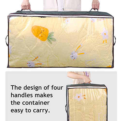 8 Pack 90L Clothes Storage & 4 Pack Underbed Storage Bags, Clothes Storage Bins Foldable Closet Organizers with Durable Handles with Clear Window for Clothes Pillow Blankets Bedding