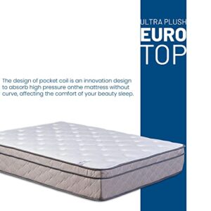 Treaton,12-Inch UltraPlush EuroTop Single Sided Hybrid Mattress,Compatible with Adjustable Bed, Full, Mink
