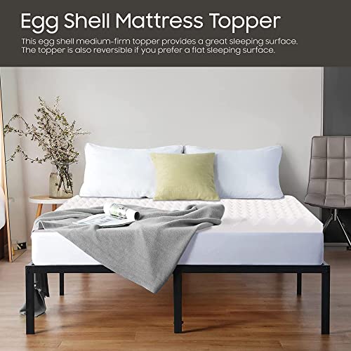 Treaton 2-inch Soft Foam Toppers with Convoluted Egg Shell Design | Extends Mattress Topper Life, Provides Proper Back Support and Relieves Pain, Improves Better Posture, Queen, Off-White