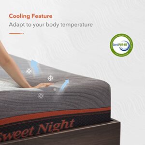 Sweetnight King Size Mattress, 12 Inch Gel Memory Foam Mattress with Three Firmness Levels, Curve-Designed Foam Design for Neutral Spine Support, Flippable King Mattress in a Box