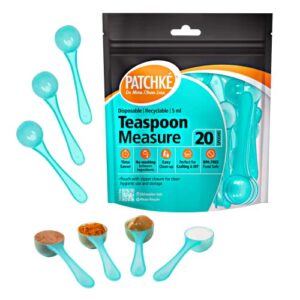 disposable teaspoon measuring spoons - coffee scoop measure, fits in spice jars [20 pack - 5 ml]