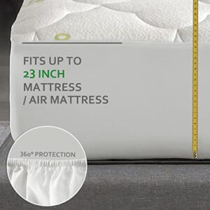 Air Mattress Cover Twin Size Thick Bamboo Mattress Pad, Quilted Twin Mattress Topper Cover, Noiseless Extra Plush Pillow Top Mattress Topper Twin Fits 15-23 Inches Deep Mattresse