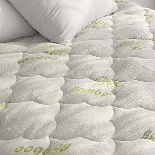 Air Mattress Cover Twin Size Thick Bamboo Mattress Pad, Quilted Twin Mattress Topper Cover, Noiseless Extra Plush Pillow Top Mattress Topper Twin Fits 15-23 Inches Deep Mattresse