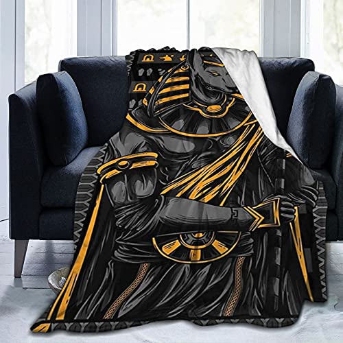 Ancient Egypt Hieroglyph Egyptian God Anubis Blanket Ultra-Soft Throw Blankets for Couch Bed Living Room(50 X 40,60 X50,80 X60 Inch)