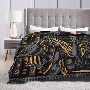 Ancient Egypt Hieroglyph Egyptian God Anubis Blanket Ultra-Soft Throw Blankets for Couch Bed Living Room(50 X 40,60 X50,80 X60 Inch)
