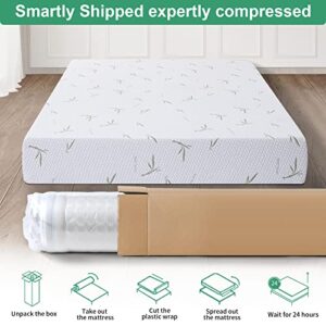 MUUEGM Twin XL Mattress 6 Inch,Green Tea Gel Memory Foam Mattress with Bamboo Cover,Mattress in a Box,Medium Feels,Breathable Bed Mattresses with CertiPUR-US Certified,USA