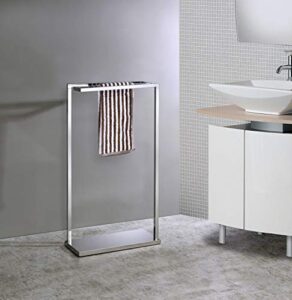 kings brand furniture - hamilton metal freestanding towel rack stand, chrome