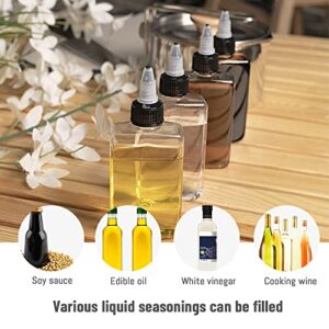LELE LIFE 4Pcs Small Oil Dispenser Bottle for Camping, 3.4oz Leak-Proof Squeeze Condiment Bottle with Twist Top Cap, Liquid Condiment Container Dispensing Bottles for Oil Soy Sauce Vinegar