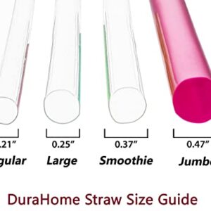 Jumbo Smoothie Straws Extra Wide - Individually Wrapped 100 Pack, BPA Free Milkshake Straw 0.47" Multi Colored Large Disposable For Boba Tea, Extra Durable Thick Restaurant Quality - by DuraHome