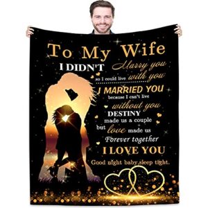joyloce to my wife blanket from husband for wife | super soft fleece couples throw blankets 60x50 inches | romantic women valentine's day birthday gifts ideas for her bed sofa decor