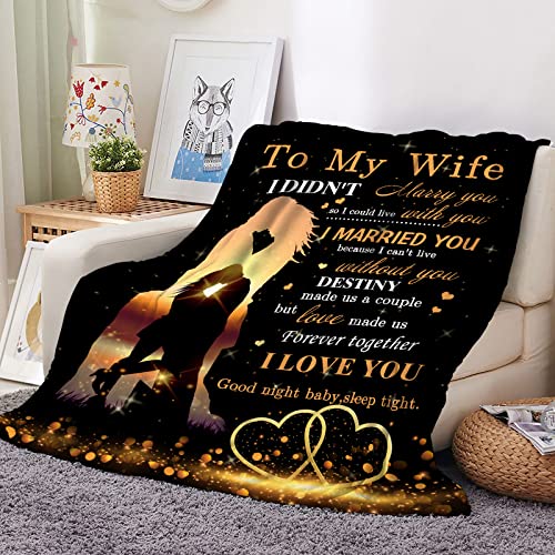 Joyloce to My Wife Blanket from Husband for Wife | Super Soft Fleece Couples Throw Blankets 60x50 Inches | Romantic Women Valentine's Day Birthday Gifts Ideas for Her Bed Sofa Decor