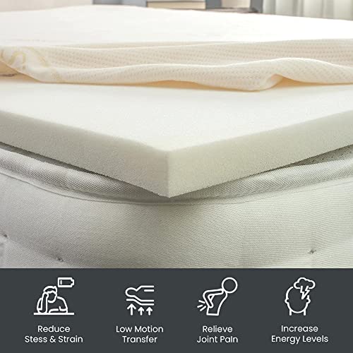 Nutan 1-inch Breathable Foam Mattress Topper for Orthopedic Support | Premium Supporting Bed Pads with Luxurious Softness, Comfortable Bed Toppers for Back Pain and Better Sleep, Queen, Off White