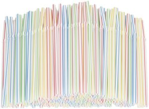 flexible plastic straws colored bpa-free disposable bendy straw 8" long (200 pack, colorful)