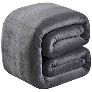 softcare soft king size summer blanket all season 350gsm thicken warm fuzzy microplush lightweight thermal fleece blankets for california king/cal king oversized bed sofa dark grey 90"*108"