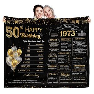 kesidilo 50th birthday gifts for women men, 50th birthday gift ideas for mom dad, 1973 birthday anniversary decorations for women, turning 50 years old throw blanket 50" x 60"