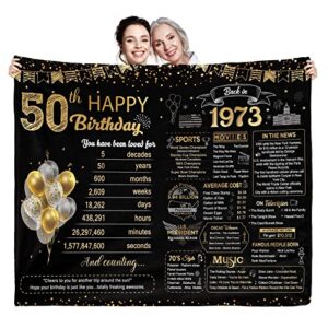 Kesidilo 50th Birthday Gifts for Women Men, 50th Birthday Gift Ideas for Mom Dad, 1973 Birthday Anniversary Decorations for Women, Turning 50 Years Old Throw Blanket 50" X 60"