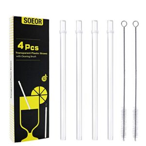 reusable drinking straws,plastic straws for 20oz & 30oz tumblers yeti(set of 4 straight straws+ 2 cleaning brushes)