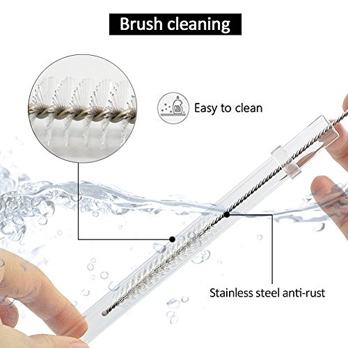 Reusable Drinking Straws,Plastic Straws for 20oz & 30oz Tumblers Yeti(set of 4 straight straws+ 2 cleaning brushes)