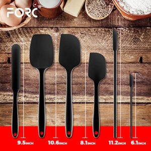 Silicone Spatula, Forc 8 Packs 600°F Heat Resistant BPA Free Nonstick Cookware Dishwasher Safe Flexible Lightweight, Food Grade Silicone Cooking Utensils Set for Baking, Cooking, and Mixing Black