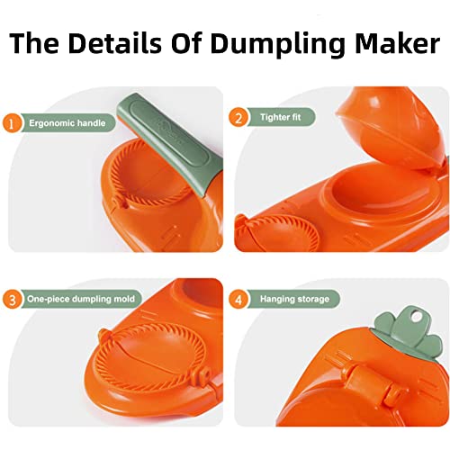 2 In 1 Dumpling Maker Machine, 2023 New Kitchen Dumplings Making Tool, Manual Dough Presser Dumpling Wrappers Press Wrapper for Dumplings, Wonton(Orange)